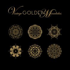 Vintage Golden mandala design Vector illustration set For napk N4