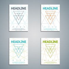 Vector brochure cover design in calm colors with triangles