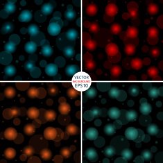 set abstract neon circles on a black background