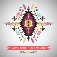 Decorative colorful element in aztec style N2