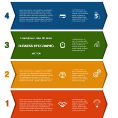 Infographic colour strips of arrows four positions N2