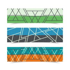 Set of colorful horizontal banners with geometric motive
