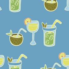Cold Fresh Beach Drinks Seamless Vector Pattern N2