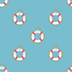 Ahoy Lifebuoy summertime Funny Seamless vector pattern N2