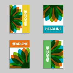 Set of vector folders design with a colorful abstract flower