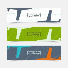 Set of banners with airplanes