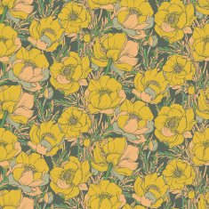 Vector seamless pattern with graphic spring flowers