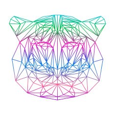 Isolated polygonal abstract tiger silhouette drawn in one continuous line