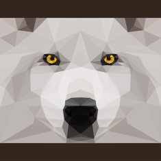 Wild wolf stares forward Abstract geometric polygonat triangle illustration