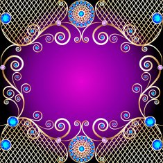background with Golden ornaments precious stones and swirls N2