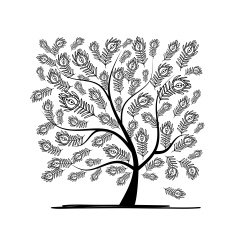 Art tree with peacock feather for your design N5