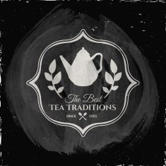 Illustration on a blackboard theme tea with simple symbol