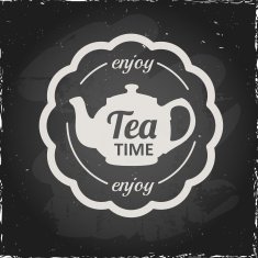 Illustration on a blackboard theme tea with simple symbol N2