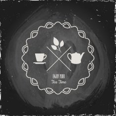 Illustration on a blackboard theme tea with simple symbol N3