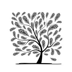 Art tree with peacock feather for your design N9