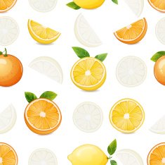 Citrus seamless pattern with lemons and oranges