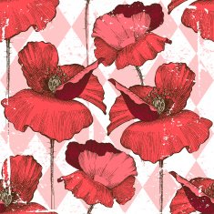 seamless ornament with poppy flowers