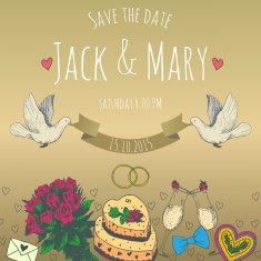 Wedding watercolor vector invitation N7