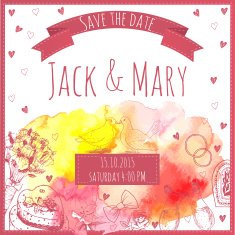 Wedding watercolor vector invitation N10