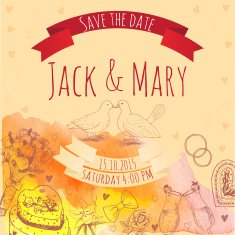 Wedding watercolor vector invitation N11