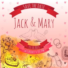 Wedding watercolor vector invitation N12
