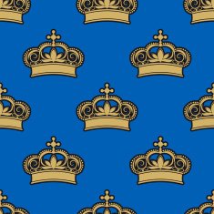 Golden royal crowns seamless pattern