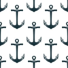 Vintage blue naval anchors seamless pattern