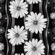 Monochrome seamless pattern of abstract flowers N23