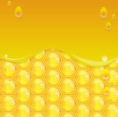 Glossy yellow background with honeycomb
