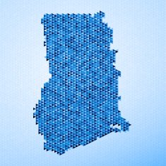 Ghana Map Triangle Pattern Blue