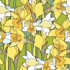 Seamless pattern with narcissus flowers N11