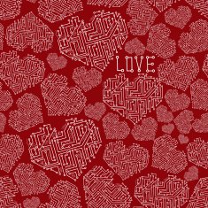 red electrical circuit board heart symbol seamless pattern eps10