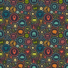 Seamless pattern with icons on various themes N2