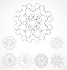 Set of geometric outline rosetta ornamet