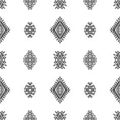 Ethnic monochrome seamless pattern Hand-drawn background template N20
