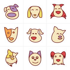 Icons Style fun dog icon vector