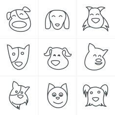 Line Icons Style fun dog icon vector