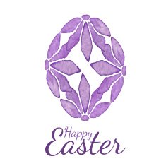 Purple Happy Easter egg of watercolor texture vector illustration