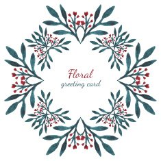 Floral leaves and flowers hearts drawing vector frame watercolor