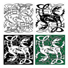 Tribal dragons with twined bodies celtic pattern