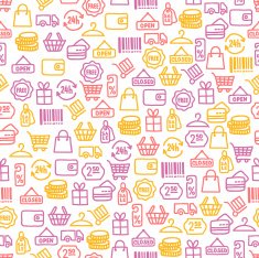 Seamless pattern with shopping elements