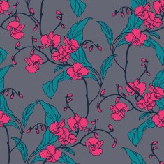 Seamless pattern with flowers orchids N16