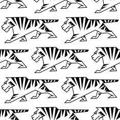 Wild tiger outline seamless pattern