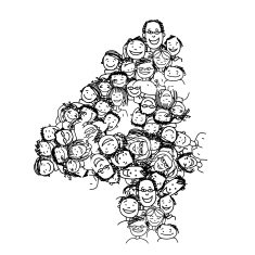 Number four people crowd vector alphabet design