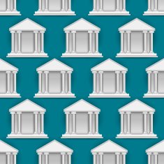 Vector seamless pattern of buildings banks