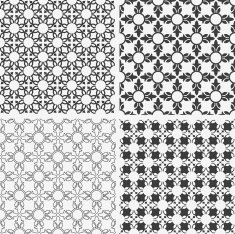 Monochrome abstract floral seamless patterns