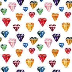 Colorful Seamless Pattern with Watercolor Hand Drawn Diamonds N2
