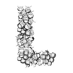 Letter L people crowd vector alphabet design