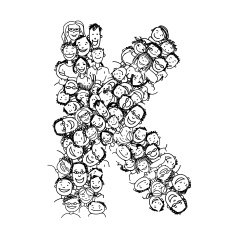 Letter K people crowd vector alphabet design