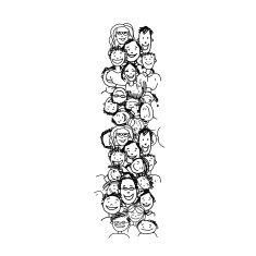 Letter I people crowd vector alphabet design
